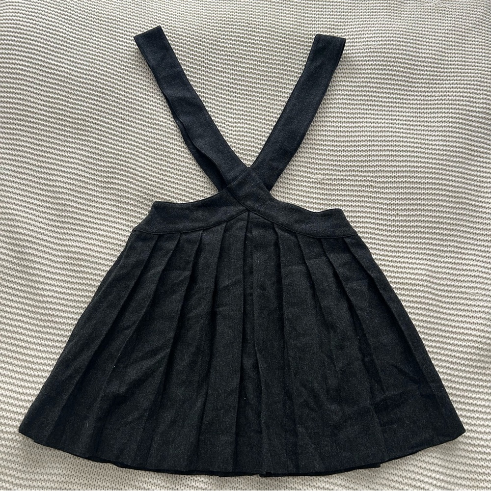 Fremont Small Made in USA 100% Wool Brushed Pleated Suspender Gray Skirt